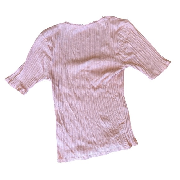 Re/Done Women's Pointelle 100% Cotton Top Pink Size Small - Picture 4 of 7